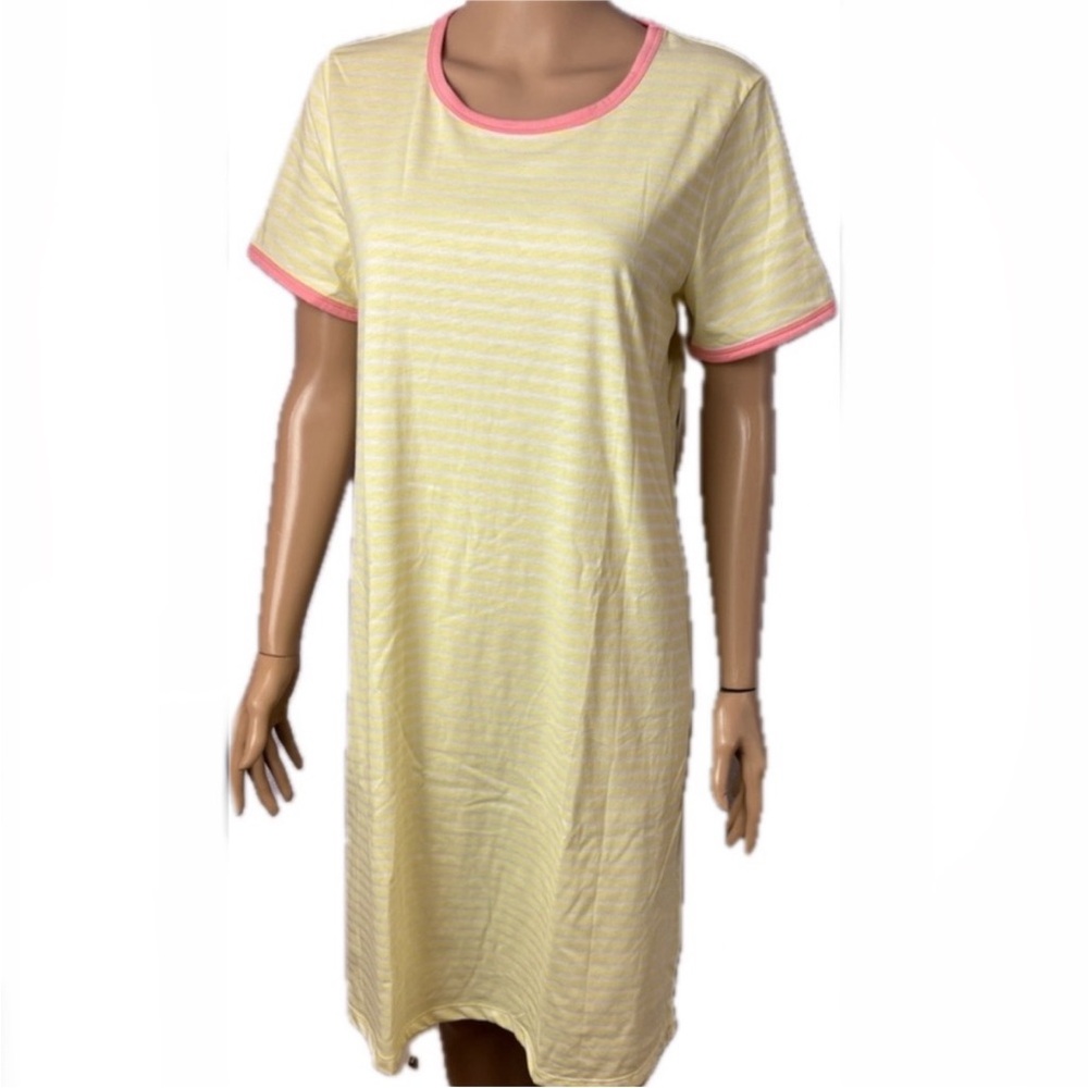 NWT Charter Club Yellow and Pink Nightgown Long Sleep Shirt